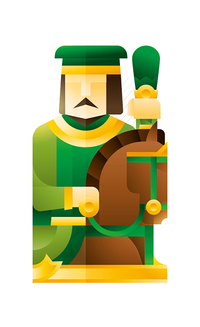 green knight with a horse holding a club, illustration by Francesco Faggiano illustrator