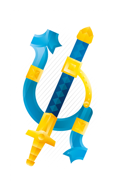 Blue and gold sword, illustration by Francesco Faggiano illustrator