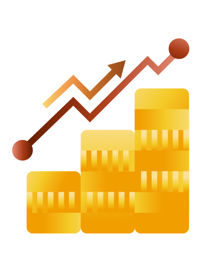 Money increasing statistics icon illustration, illustration by Francesco Faggiano illustrator