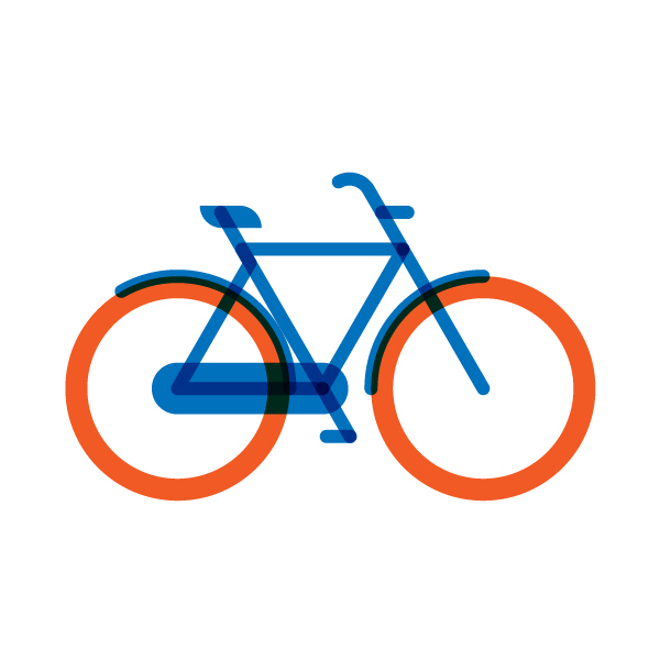 Man city-bike model flat icon, illustration by francesco faggiano illustrator