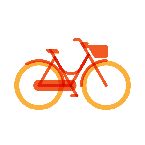 Woman city-bike model flat icon, illustration by francesco faggiano illustrator