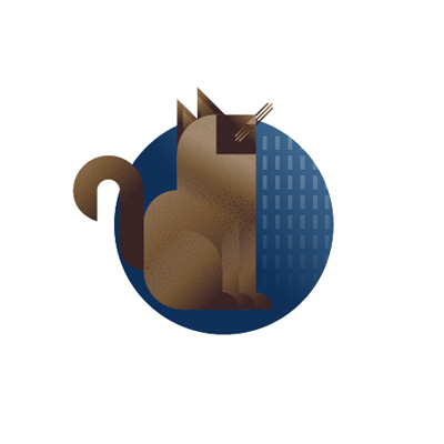 Siamese thai cat with blue background icon, illustration by Francesco Faggiano illustrator