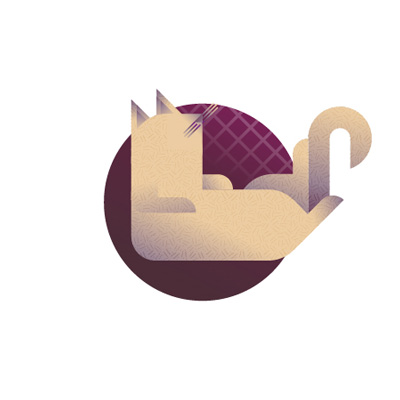 White persian cat with purple background icon, illustration by Francesco Faggiano illustrator