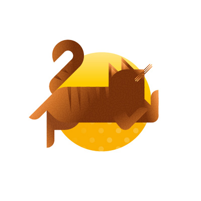 Tabby cat with yellow background icon, illustration by Francesco Faggiano illustrator