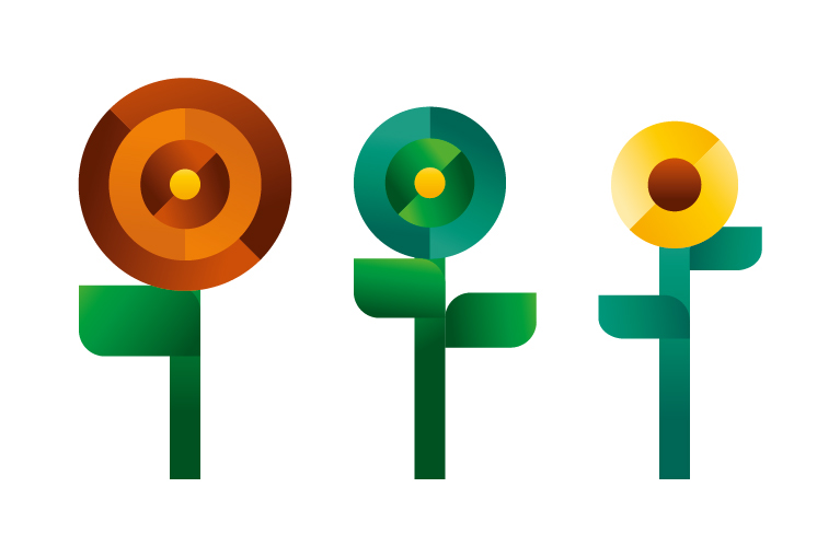 three geometric flowers icon, illustration by Francesco Faggiano illustrator