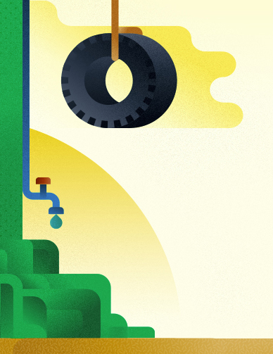 Tap at the base of a cactus tree, illustration by Francesco Faggiano illustrator