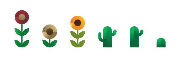 flowers and cactus icons, illustration by Francesco Faggiano illustrator