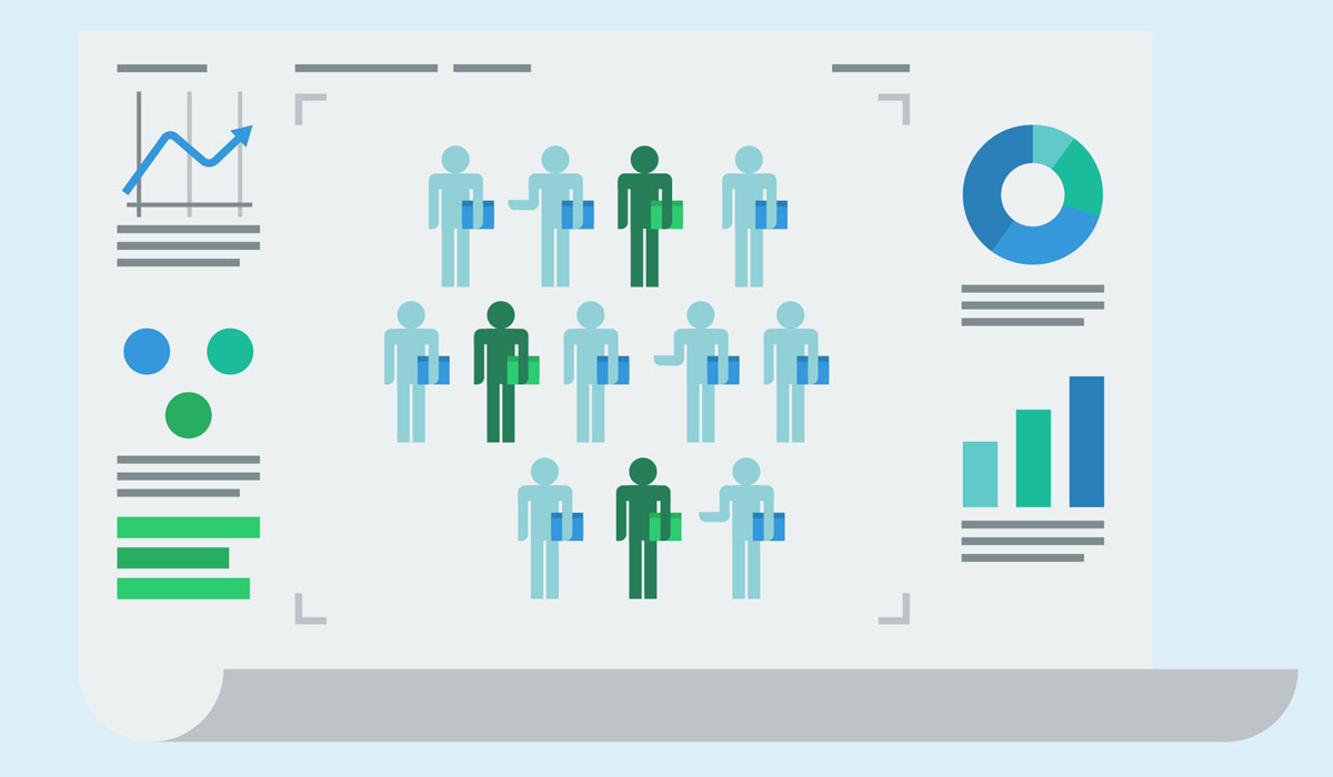 Infographic icons and graphs on a sheet of paper, illustration by Francesco Faggiano illustrator