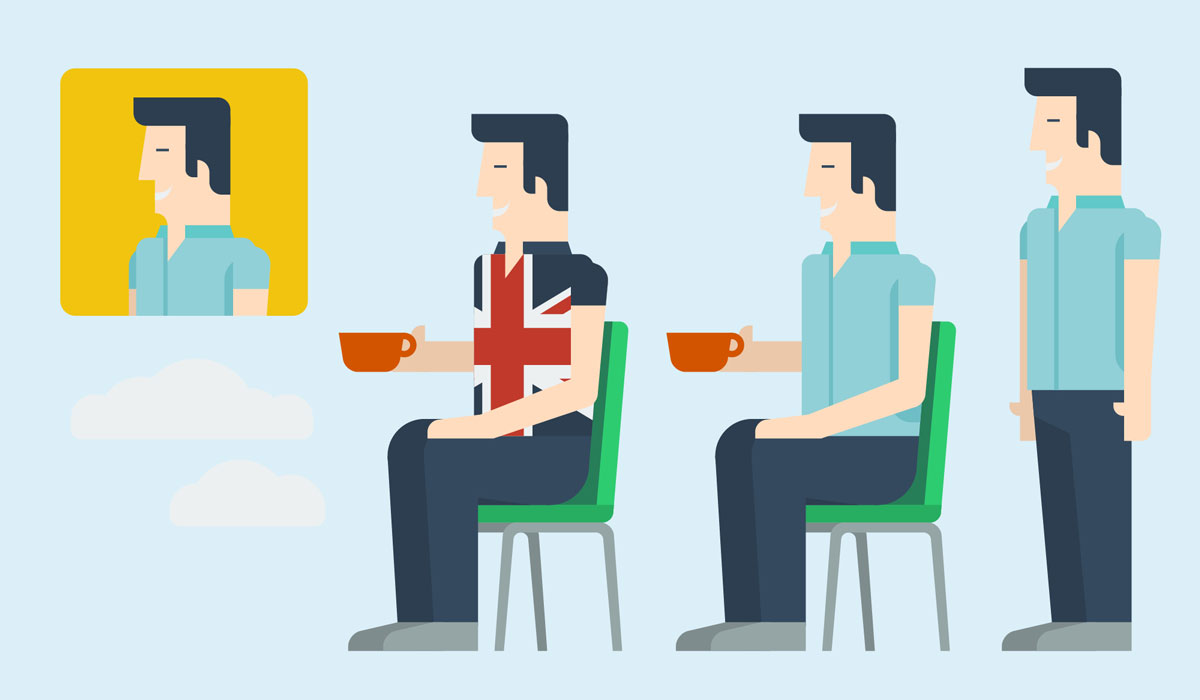 A guy taking a cup of tea with a uk shirt, illustration by Francesco Faggiano illustrator
