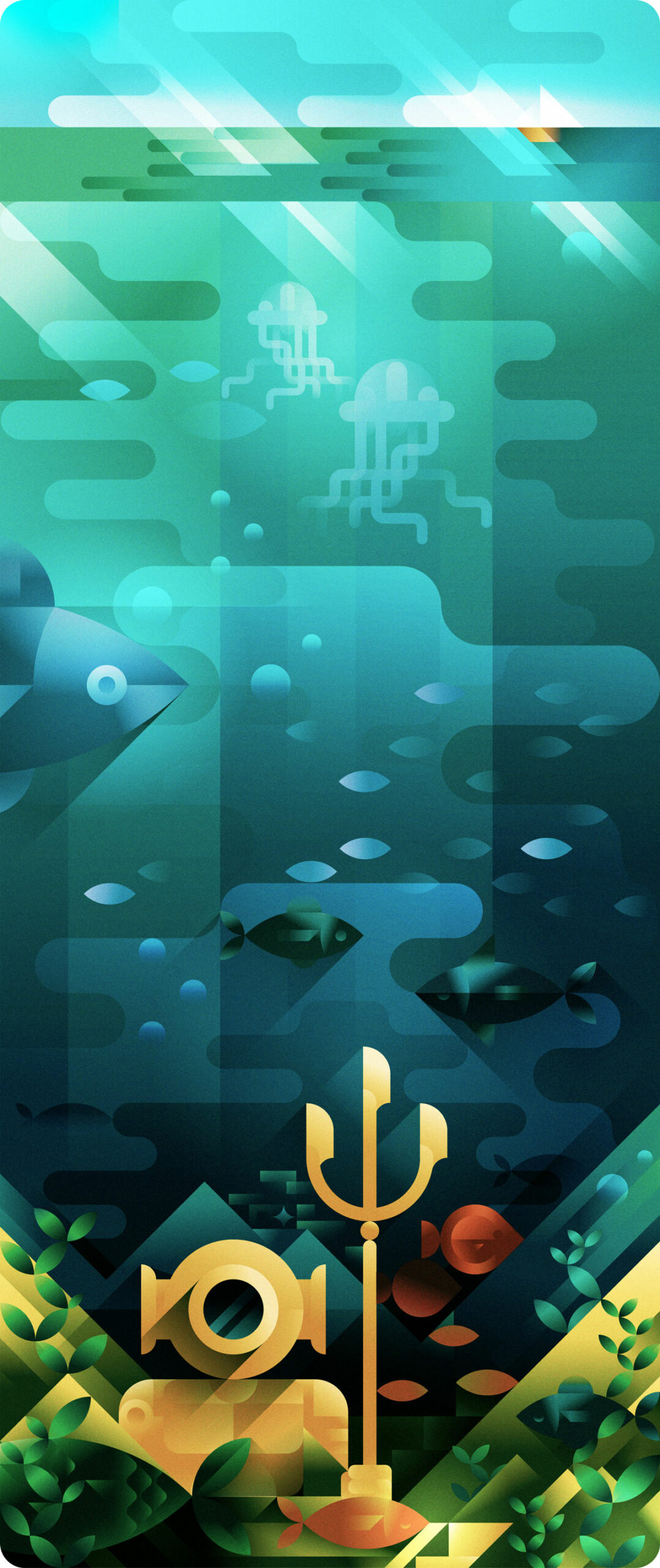 Ruins of Atlantis at the bottom of the ocean, illustration by Francesco Faggiano illustrator