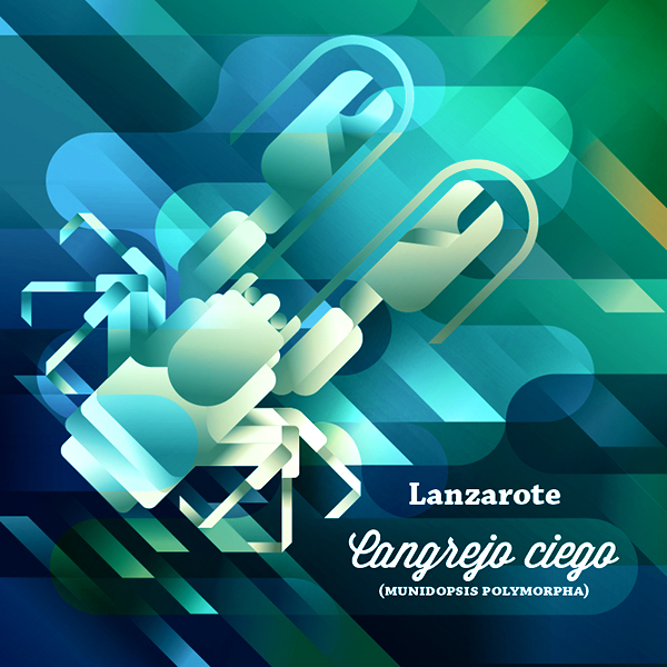 Symbols of Canary Islands - Lanzarote - Illustration Cangrejo ciego crab at the bottom of the ocean, symbol of Lanzarote island, art print illustration by Francesco Faggiano illustrator