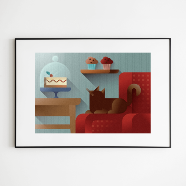 Cats & Sofas - Red cat - Print mockup Red cat