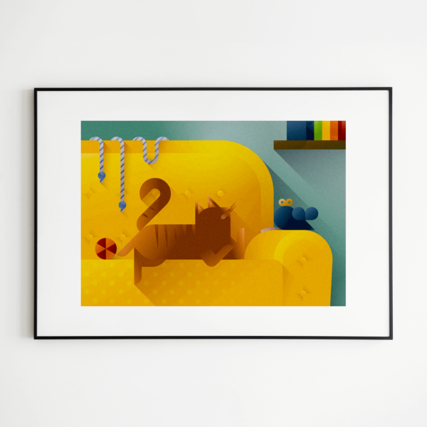 Cats & Sofas - Yellow cat - Print mockup Yellow cat